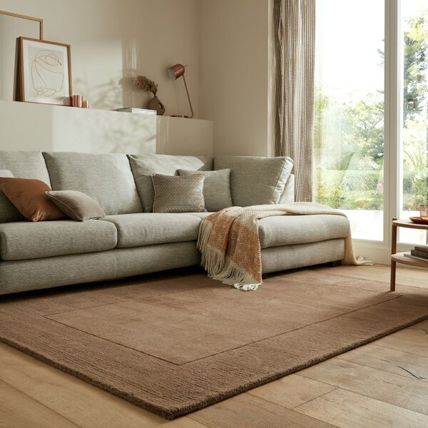 Килим с текстурирана вълнена рамка кафяв 120X170 см, Flair Rugs
