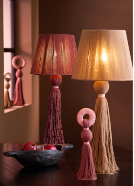 Настолна лампа в тухлен цвят с текстилен абажур (височина 58 cm) Espino – Light & Living