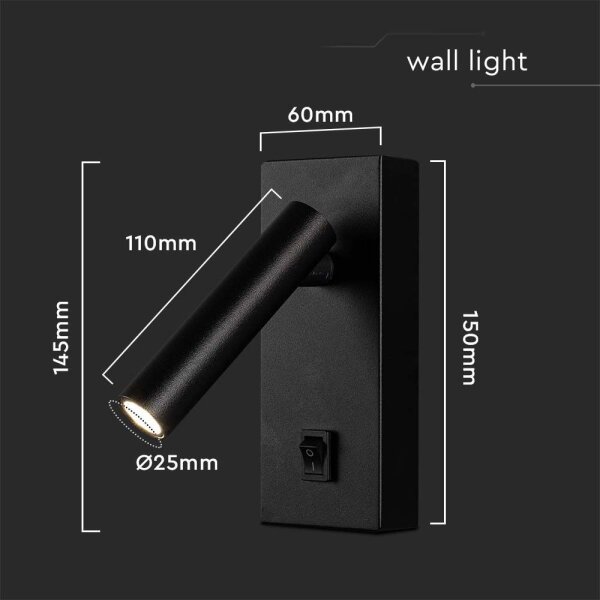 LED Стенен спот LED/2W/230V 4000K черен