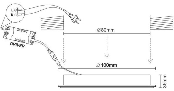 LED Лампа за окачен таван LED/7,5W/230V 4000K бял
