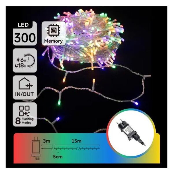 Aigostar - LED RGBY външна коледна гирлянда 300xLED/6W/230V 15m IP44