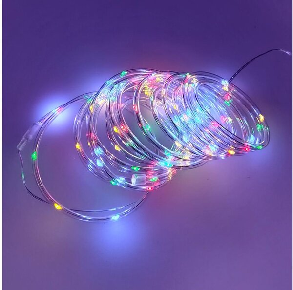LED външна гирлянда 100xLED/3xAA 5,45 m IP44 многоцветна
