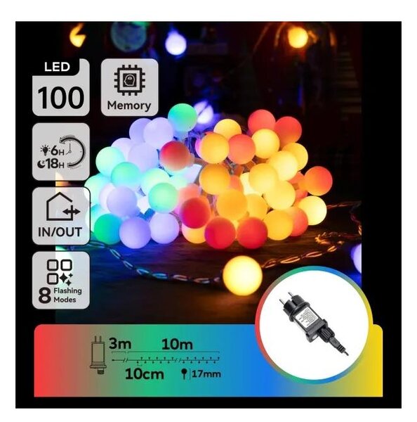 Aigostar - LED RGBY външна декоративна гирлянда 100xLED/3,6W/230V/8 функции 10m IP44