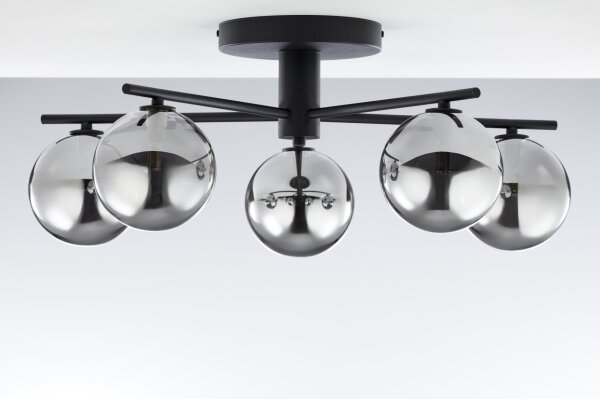 Jupiter 2048 - Повърхностно монтиран полилей PRATO 5xG9/14W/230V черно/димчато сиво