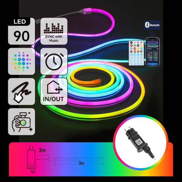 Aigostar - LED RGBICW външен гирлянд 90xLED/10W/230V 3m IP44 + дистанционно управление