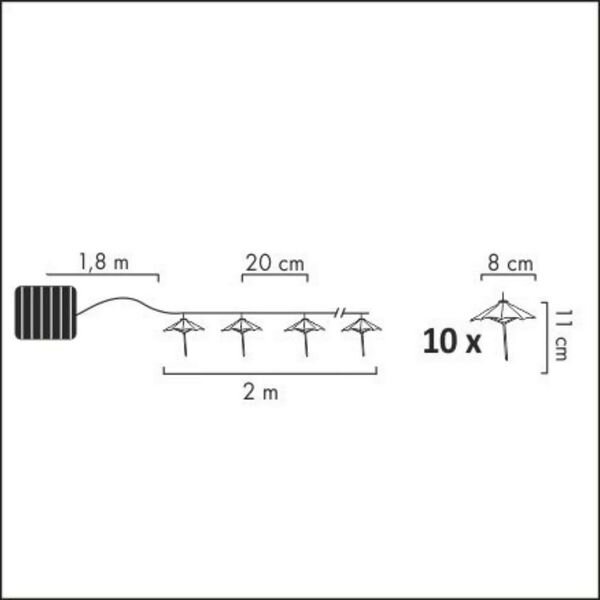 LED соларен гирлянд 10xLED/1,2V 300mAh 3,8m IP44 за чадъри
