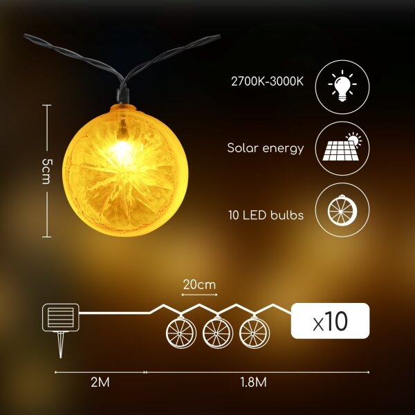 Aigostar - LED соларна верига 10xLED/3,8м IP44 топла бяла светлина