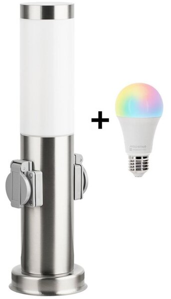Brilagi-LED RGBW външна лампа с 2 гнезда 1xE27/9W/230V 40 см IP44 матов хром