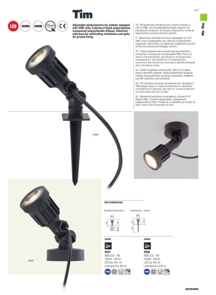 Redo 9997 - LED Екстериорна лампа TIM LED/5W/230V IP65