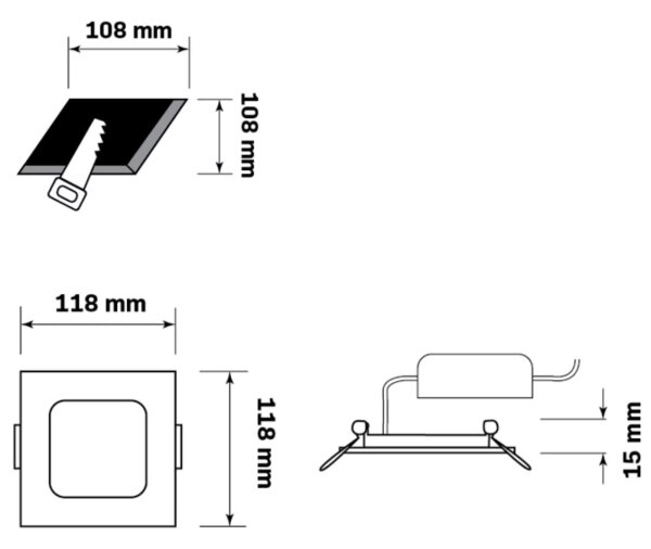 LED Лампа за окачен таван RIGEL LED/4,8W/230V 4000K 11,8x11,8 см черен