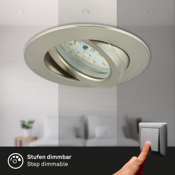 Briloner 7296-012 - LED Димируема лампа за вграждане/6,5W/230V IP23 хром