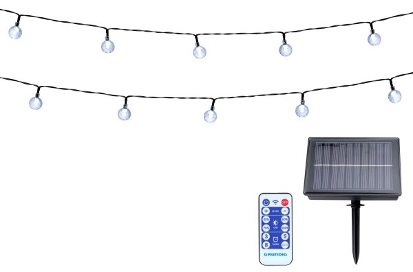 Grundig - LED соларен верижен светлинен 50xLED/8 функции 9,35м топло бяло + DO