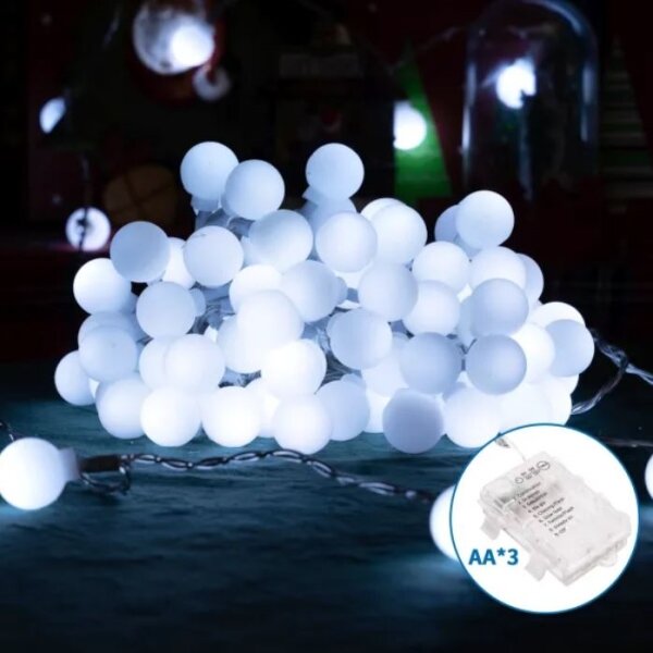 Aigostar - LED външна гирлянда 50xLED/3xAA/8 режима 5,3 m IP44 студено бяло