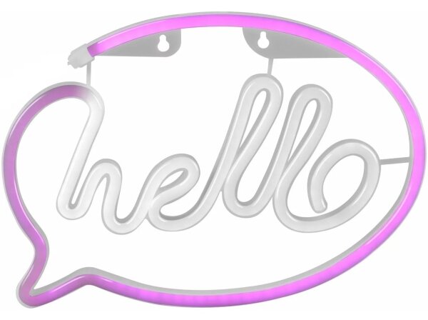 LED неонова стенна декорация HELLO LED/3W/3xAA USB розова