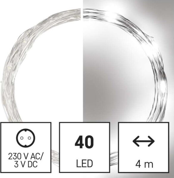 LED външна гирлянда 40xLED/9m IP44 студено бяла