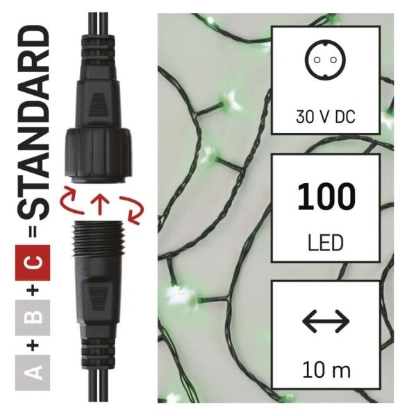 LED Екстериорни Коледни лампички 100xLED/10m IP44 зелен