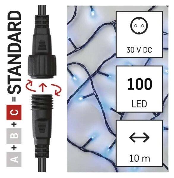 LED Външна верига 100xLED/10m IP44 синя