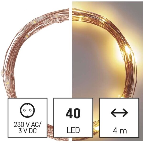 LED външна гирлянда 40xLED/9m IP44 топло бяло