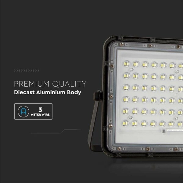LED Екстериорен соларен прожектор LED/15W/3,2V IP65 6400K черен + д.у