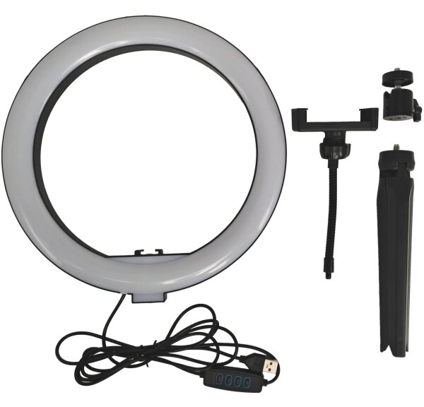 LED регулируема лампа с трипод и държач за влогинг LED/10W/5V 2700-6500K