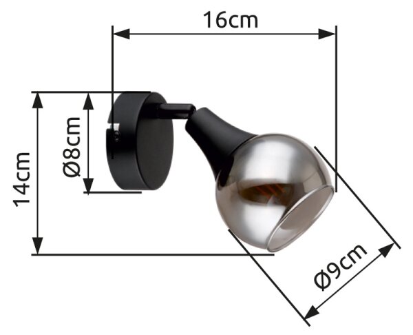 Globo 57904-1 - Спот аплик GLYPTAR 1xE14/40W/230V черен