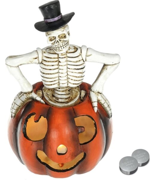 Retlux - LED Декорация HALLOWEEN LED/2xLR44/топло бял скелет в тиква смола