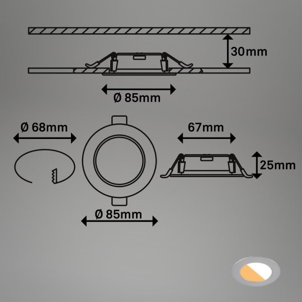 Brilo - К-кт 3x LED Лампа за вграждане в баня LED/4W/230V IP44 сребрист