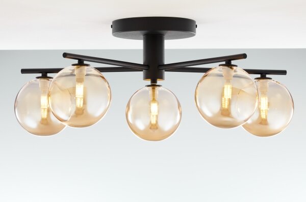 Jupiter 2047 - Полилей за повърхностен монтаж PRATO 5xG9/10W/230V черен/бежов