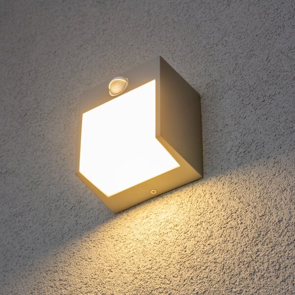 Brilagi TERNI LED/12W/230V външно стеннo осветление с сензор, сиво IP44