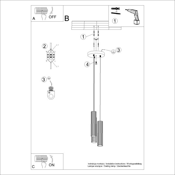 Sollux SL.1576 - Пендел KARBON 3xGU10/10W/230V черен