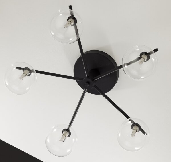 Jupiter 2046 - Полилей за повърхностен монтаж PRATO 5xG9/10W/230V черен/прозрачен