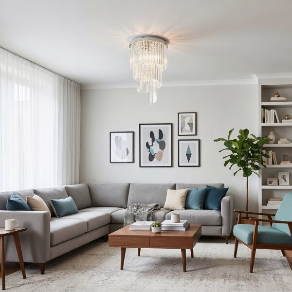 Ideal Lux-Кристален полилей за повърхностен монтаж CARLTON 8xE14/40W/230V Ø 40 см лъскав хром