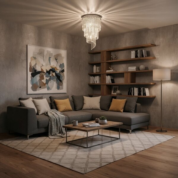 Ideal Lux-Кристален полилей за повърхностен монтаж CARLTON 8xE14/40W/230V Ø 40 см лъскав хром