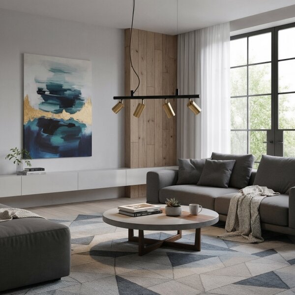 Ideal Lux - LED Пендел DYNAMITE 4xGU10/7W/230V CRI 90 черен/месинг