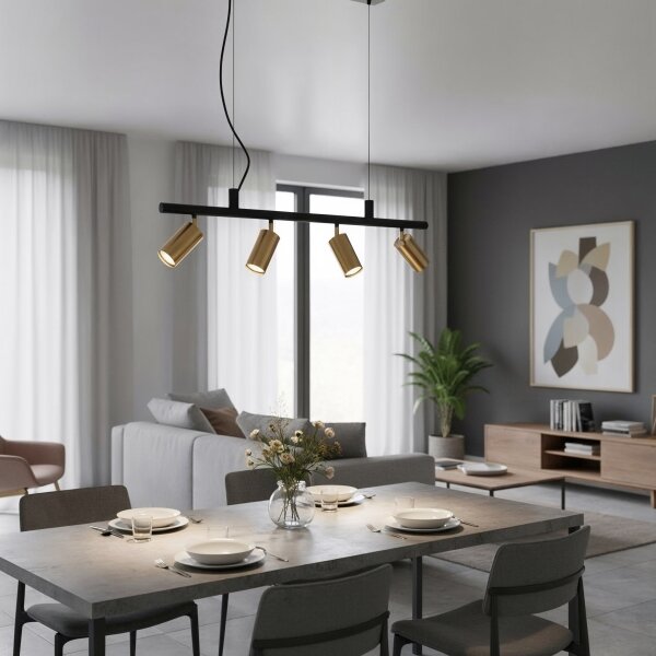Ideal Lux - LED Пендел DYNAMITE 4xGU10/7W/230V CRI 90 черен/месинг