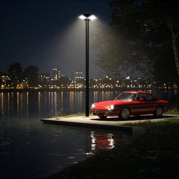 LED соларна улична лампа със сензор LED/15W/6V 6500K IP65 черна + дистанционно управление
