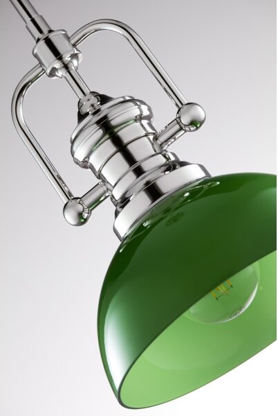 Jupiter 2071 - Пендел на тръба PLATINO 1xE27/15W/230V зелен/лъскав хром