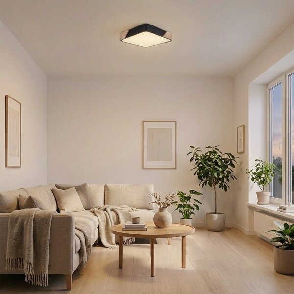 Brilagi - LED таванно осветително тяло PILANA LED/24W/230V дъб/черен 32x32 см