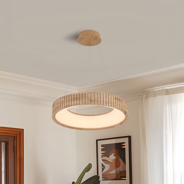 Brilagi - LED полилей на кабел FALCON WOOD MODERN LED/30W/230V, Ø 45 см, дърво