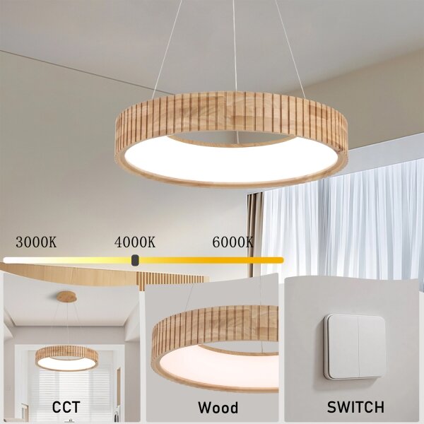 Brilagi - LED полилей на кабел FALCON WOOD MODERN LED/30W/230V, Ø 45 см, дърво