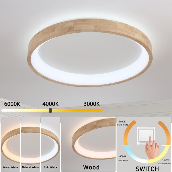 Brilagi-LED Дървен LED плафон FALCON WOOD LED/60W/230V 3000/4000/6000K 80 см