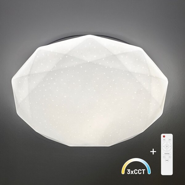 LED плафон HEX, 72W, 230V, 3000–6000K, Ø 50 см, бял, с възможност за димиране + дистанционно управление