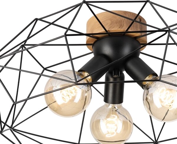 Brilagi - Плафон WOODY BASKET 3xE27/60W/230V Ø 60 см дъб