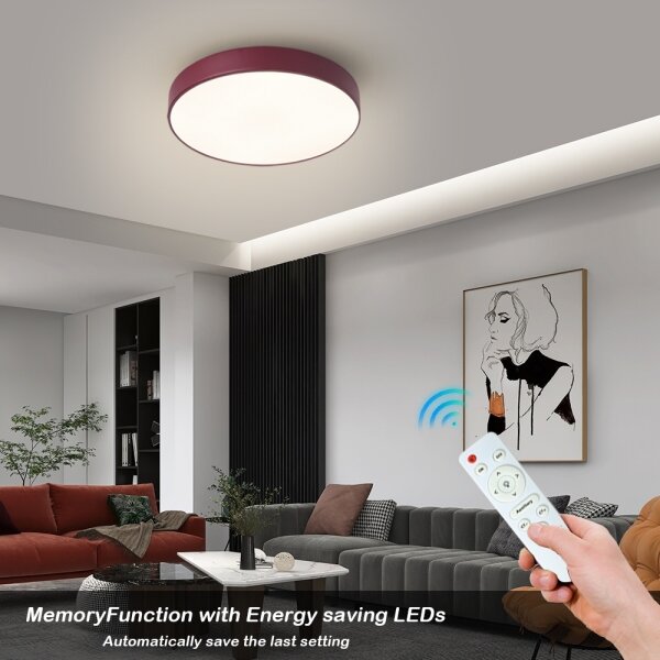 Brilagi-LED плафон POOL с възможност за димиране LED/36W/230V 3000-6000K 30 cm бордо + дистанционно управление