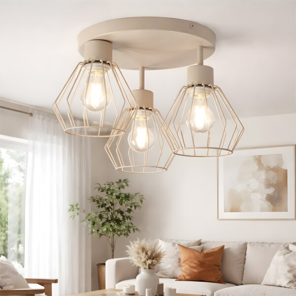 Плътно монтиран полилей AUDREY 3xE27/60W/230V бежов