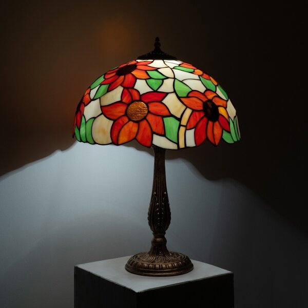 Brilagi - Tiffany витражна настолна лампа SUNFLOWER 2xE27/60W/230V