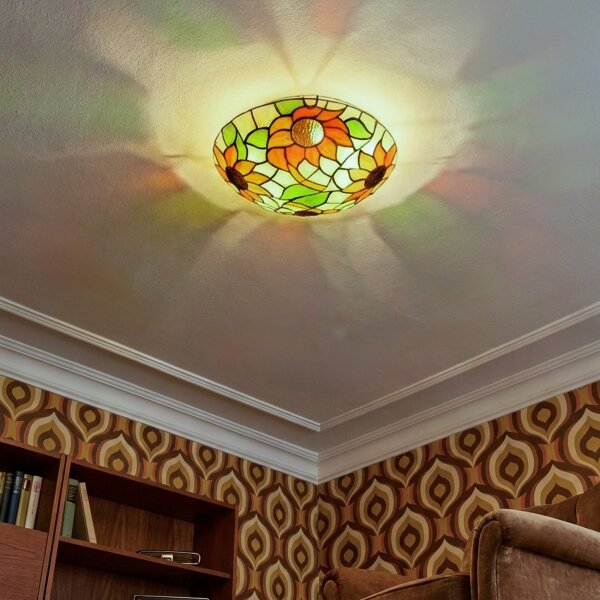 Brilagi - Tiffany витражно таванно осветително тяло SUNFLOWER 2xE27/60W/230V Ø 40 см
