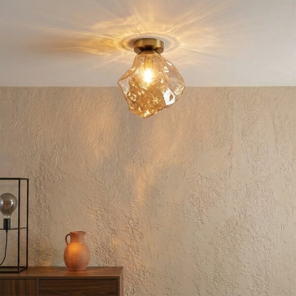 Таванно осветително тяло CRISTAL 1xE14/15W/230V месинг/димчато бежово