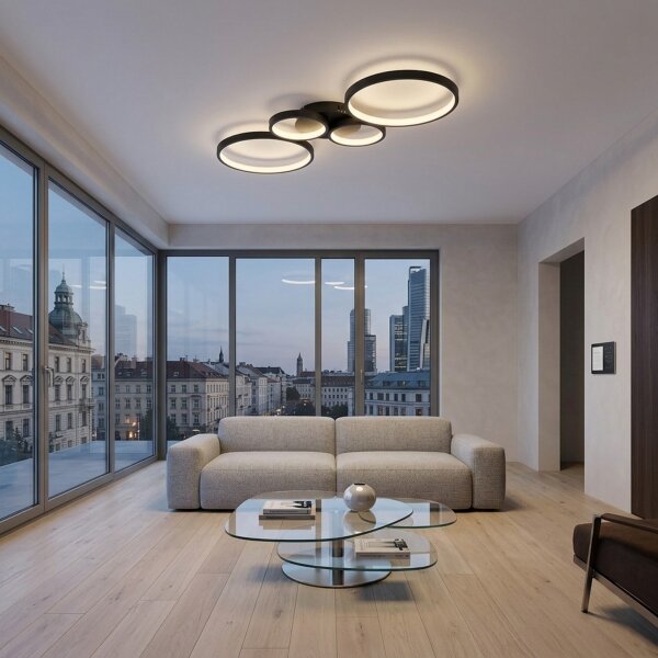 Brilagi - димируем LED плафон RINGO LED/34W/230V черен + дистанционно