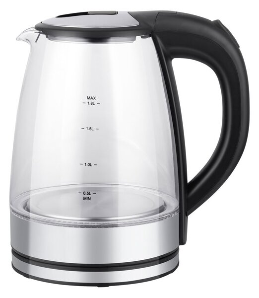 Електрическа кана Crown CK-1845K, вместимост 1.8 литра, 360° въртяща се основа, 1800W, прозрачна
